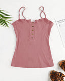 1 x RAW Customer Returns YBENLOVER Women s Summer Top Spaghetti Strap Sleeveless Vest Vest Elegant Henley T-shirt Cami, pink, S - RRP €24.0