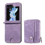 1 x RAW Customer Returns TINGYR for Samsung Galaxy Z Flip 5 Case, Hybrid PC and Leather Protection, Card Holder Zipper Wallet in One, Anti-Drop Phone Case for Samsung Galaxy Z Flip 5.Purple - RRP €18.68