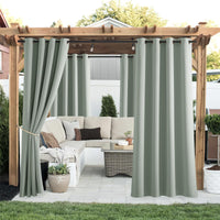 1 x RAW Customer Returns PONY DANCE Outdoor Curtains Weatherproof Set of 2 Sun Protection Privacy Protection Balcony Curtain Outdoor Curtain Waterproof Eyelet Curtain Pavilion Patio Curtains, H 243 x W 132 cm, Sage Green - RRP €43.95