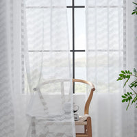 1 x Brand New FMFUNCTEX White Transparent Curtain with Eyelets Geometric Pattern Woven Modern Eyelet Curtain Translucent Decorative Curtain for Bedroom Living Room Children s Room 2 Pieces 132 x 175 cm W x H  - RRP €21.17