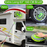 1 x RAW Customer Returns WillingHeart 160cm 2 in 1 Car Wash Brush Telescopic Microfiber Coral Chenille Car Wash Mop 180 Rotation Wash Mitt with Telescopic Handle Extension Rod for Car RV Trucks Caravan Motorhome - RRP €17.89