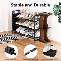 1 x RAW Customer Returns CLESOO Metal Shoe Rack 3 Levels Space Saving Shoe Storage Shoe Cabinet with Storage Bag Boot Holder, Shoe Organizer for 9-14 Pairs, Stackable Shoe Rack for Hallway Cloakroom Entrance Area - RRP €34.4