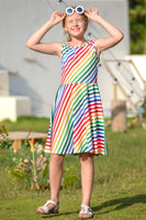 1 x RAW Customer Returns IDGREATIM Dress for Girls A-Line Sleeveless Summer Dress Color Stripe Dress Costume Girls Good for Party S - RRP €19.15