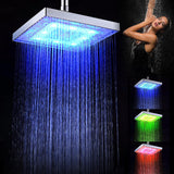 1 x RAW Customer Returns Atopskins LED Shower Head - 8 Inch Square Rainfall Showerhead for Bathroom with Color Changing LED Lights - Temperature Dependent - RRP €24.99