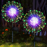 1 x RAW Customer Returns yowin garden decoration solar lights for outdoors, 2 pieces 120 LED solar lights dandelion, 8 modes solar plug garden lighting weatherproof solar lamps fireworks for garden balcony terrace decoration - multicolored - RRP €23.64