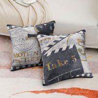 5 x Brand New HomeStilez Set of 4 Cushion Covers 45 x 45 cm Vintage Film Pattern Cushion Cover Square Cinema Film Projector Cotton Linen Throw Pillow Sofa Cushion Decorative Pillow Cover for Sofa Bed and Chair - RRP €94.9