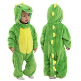 1 x RAW Customer Returns Doladola Baby Romper with Hood Flannel Winter Jumpsuit Costumes for Baby Boys Girls Cartoon Pajamas 12-18 Months, Green Dinosaur  - RRP €25.94