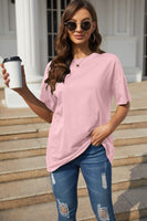 1 x RAW Customer Returns Ebifin Oversize T Shirt Women s Round Neck Short Sleeve Tops Casual Loose Basic Summer Tee Shirts Blouse.Pink.M - RRP €25.2