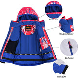 1 x Brand New SMONTY Children s Snowsuit for Girls Winter Ski Jacket Pants Set Hooded Set Windproof Waterproof Warm Blue, White and Red, 6-7  - RRP €27.6