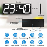 1 x RAW Customer Returns CHKOSDA LED Clock Digital Clock Large Wall Clock with 18 Inch LED Display, Countdown Clock with 8 Adjustable Brightness, 16 Alarm Settings, 12 24 Hour Display, Temperature and Calendar Display White  - RRP €90.74