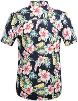 1 x Brand New SSLR Men s Short Sleeve Shirts Regular Fit Summer Casual Floral Style Small, Navy  - RRP €24.0