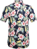 1 x Brand New SSLR Men s Short Sleeve Shirts Regular Fit Summer Casual Floral Style Small, Navy  - RRP €24.0