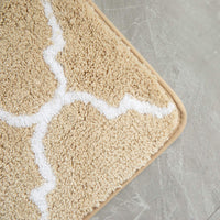 1 x RAW Customer Returns MIULEE Bath Mat Non-Slip Bath Carpet Washable Bath Rug Bathroom Mat Soft Microfiber Shower Mat Doormat Decorative Carpet Morocco Bathroom Carpet Bathroom Living Room 60x90cm Beige - RRP €27.72