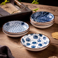 1 x RAW Customer Returns Swuut , Ceramic , Japanese Style 10.2 cm, Side Dishes, Sauce Bowls for Sushi, Sauce, Snack and Soy, 85 ml, Blue White Squeeze Bowls Kitchen Prep - Set of 6 10.2 cm  - RRP €18.62