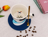 1 x Brand New hengshukeji Cute 3D Little Cow Ceramic Mug, Hand Painted 3D Animal Mugs with Coaster and Spoon, Handmade Animal Figurine, Ceramic Tea Cup for Coffee, Tea, Milk and More - RRP €14.08