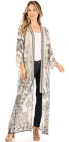 1 x Brand New Sakkas 1206 - Iona Women Casual Boho Long Kimono Cardigan Open Front Floral Print Loose - 496 - OS - RRP €58.99