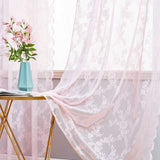 1 x RAW Customer Returns MIULEE Set of 2 Eyelet Curtains with Lace Transparent Special Decorative Curtain Chain Knit Lace Semi-Transparent Translucent for Living Room Children s Room Cafeteria 150 x 225 cm Light Pink - RRP €29.99