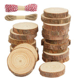 1 x RAW Customer Returns HOTUT wooden discs, 20 pieces wooden log discs 5-6 cm, tree discs without hole with 2 rolls of string, round natural wood disc for DIY crafts, coasters, Christmas decoration - RRP €8.27