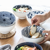 1 x RAW Customer Returns Swuut Ceramic Cereal Bowls Set of 6 in Japanese Style, Blue and White Bowls, 15 cm Salad Bowls Set, China Soup Bowls 15 cm  - RRP €40.3