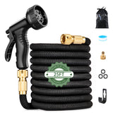 1 x RAW Customer Returns Flexible Garden Hose, 1 2 inch 7.5 m Expandable Garden Hose, Expandable Garden Hose Spray Nozzles Adapter Set for Garden Watering Lawn Pet Bathing Car Washing Black 25FT 7.5 m  - RRP €23.8