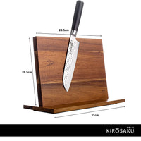 1 x RAW Customer Returns Kirosaku Premium Acacia Knife Holder, Magnetic Knife Block with timeless design not only protects the blade, but is delivered already assembled 31x22cm, Magnetic Knife Block - RRP €35.57