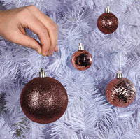 1 x RAW Customer Returns Prextex Rose Gold Christmas Baubles for Christmas Decorations - 36 Pieces Shatterproof Ornaments with Hook - Combo of 6 Styles in 3 Different Sizes  - RRP €16.97