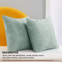 1 x RAW Customer Returns Deconovo Cushion Cover Corduroy Cushion Covers Pillow Case Decorative Pillow with Hidden Zipper Soft Sofa Cushion Pillow Covers for Sofa Couch Bedroom, 40 x 40 cm, Light Green, Set of 2 - RRP €16.63