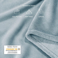 1 x RAW Customer Returns Blumtal fleece blanket 270x230 cm - Oeko-Tex certified cuddly blanket - living blanket 270x230 cm - soft blanket couch as living cuddly blanket - fleece blanket - living blanket cuddly blanket 270x230 cm in light blue - RRP €32.09