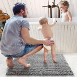 1 x RAW Customer Returns DEXI bathroom rug 50 x 80 cm, chenille bath mat, non-slip, soft bath mat, machine washable, microfibre absorbent bath mat for bathtub, shower and bathroom - grey - RRP €26.99