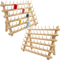 1 x RAW Customer Returns New brothread 2x60 spools wooden thread holder yarn holder thread spool organizer with hook for hanging for embroidery, quilting, sewing, hair braiding - RRP €32.99