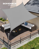 1 x RAW Customer Returns SONGMICS Sun Shade Sail 3 x 5 m, Waterproof Min. 1000 mm , UV Protection, Sun Shade Made of Tear-Resistant Polyester, Blocks 93 of Sun Rays, Weatherproof, Garden, Balcony, Terrace, Camping, Light Grey GSH35QY - RRP €31.99