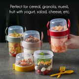 1 x RAW Customer Returns CRYSTALIA Reusable Muesli Cup To Go 4-Set BPA FREE Cereal with Lids Travel Container Salad, Porridge, Yogurt Holder, Fruit, Healthy Cereal Glass - RRP €22.94