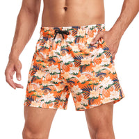 1 x Brand New Yaavii Men s Swimming Trunks with Compression Swimming Shorts 2 in 1 Quick-Drying Print Surfing Beach Pants Men with Zip Pockets Orange Flowers M - RRP €18.14