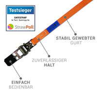 1 x RAW Customer Returns SafeStrap lashing straps with ratchet - 1600kg capacity - extremely robust lashing straps 4 pieces 6m ratchet straps - according to EN 12195-2 - orange - RRP €24.98