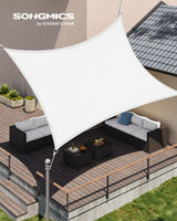 1 x RAW Customer Returns SONGMICS Shade Sail 2 x 3 m, Waterproof with 665 mm Water Column, Sun Protection, 93 UV Protection, Terrace, Garden, Balcony, Rectangular, 2 m Ropes, White GSH23WT - RRP €22.26