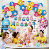 6 x Brand New Easter Nest Party Decorations Printed Balloons Easter Theme Glasses Egg Sprial Ornaments Rabbit Chick Foil Balloons for Kids Easter Party Decoration Birthday Set - RRP €115.2