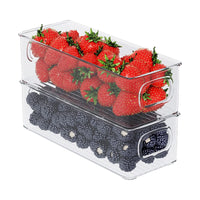 1 x RAW Customer Returns FINEW Refrigerator Organizer Set of 8, Stackable Storage Box, Small Refrigerator Boxes with Handle, Transparent Containers for Kitchens, Cabinets, Freezer, Pantry - BPA Free - RRP €29.99