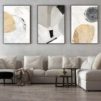 1 x RAW Customer Returns IUNTWEIE Abstract Poster Set of 3 Modern Wall Picture Poster Abstract Geometric Pictures Gold Circular Geometric Canvas Picture Living Room Decoration Without Frame E.40 x 60 cm x 3  - RRP €28.99