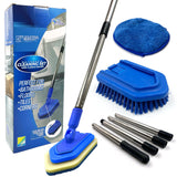 1 x RAW Customer Returns Bathroom Tile Cleaner, Shower Cleaning Brush, Multi-Part Scrubbing Brush with Long Handle Replaceable Stiff Bristles Tub, Tile Scrubber, Shower Cleaner Sponge Cleaner with Microfiber Pad - RRP €19.75