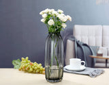 1 x RAW Customer Returns Black Grey Glass Vase for Flowers, Darl Grey Bud Tall Glass Vases, H-32cm, Simple Striped Design for Home Floor Decoration, Farmhouse Decoration, Centerpiece, Coffee Table Decorations Gray, 32cm  - RRP €27.84