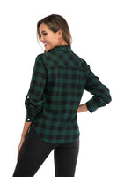 1 x RAW Customer Returns Enjoyoself women s checked shirt cotton lumberjack blouse long-sleeved button-down flannel shirt boyfriend checked blouse for everyday life Oktoberfest, green, S - RRP €26.99