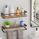 1 x RAW Customer Returns AFAjwsc Wall shelf wood and metal, shelves wall set of 2 42cm, floating shelves for bathroom, bedroom, living room, kitchen, home office, laundry room - RRP €29.98