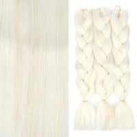 1 x RAW Customer Returns PORSMEER 3 Pieces Jumbo Braid Synthetic Hair for Braiding 24 Inches 100g Kanekalon Hair Braiding Extensions for Crochet Twist Braiding Hair Colorful Color White Golden Glitter Tinsel Hair  - RRP €18.98