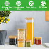 1 x RAW Customer Returns FINEW glass storage jars with lids set of 10, square storage jars 2500ml 1500ml 750ml 350ml, large storage containers, airtight glass containers, kitchen spice jars for spaghetti, cereal, flour, spices - RRP €51.56