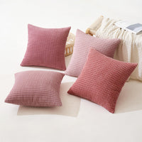 1 x RAW Customer Returns MIULEE Set of 4 Cushion Covers Decorative Pillowcases Corduroy Sofa Cushions Throw Pillows Pillowcase Couch Cushions Decorative Cover for Sofa Couch Living Room Bedroom Office 50x50cm Pink Series - RRP €20.16