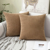 1 x RAW Customer Returns MIULEE Set of 2 Cushion Covers Corduroy Decorative Pillow Case Sofa Cushion Decorative Couch Cushion Cover Soft for Living Room Bedroom 14 x 14 Inch, 35 x 35 cm Brown - RRP €17.99