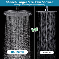 1 x RAW Customer Returns Rain shower head shower head rain shower watersaving YUANNY 10 inch water saving universal head shower with anti-limescale nozzles shower head, round shower head 26 cm, stable ABS black - RRP €24.29