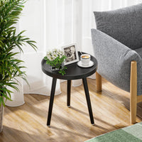 1 x RAW Customer Returns APICIZON Side Table Black Round, Small Table, 38 x 45cm, Living Room Table, Bedside Table with Solid Wood Legs, Scandinavian Style, Small Wooden Coffee Table for Bedroom, Balcony - RRP €34.27