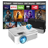 1 x RAW Customer Returns Projector, projector Full HD 1080P Native, 9500 lumens Bluetooth projector support 4K video, portable projector 200 display, mini projector for children s gifts and home cinema - RRP €80.41