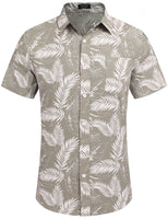 1 x RAW Customer Returns COOFANDY Hawaii Shirts Men Shirt Short Sleeve Hawaii Shirt Men Linen Shirt Short Sleeve Shirts Linen Summer Shirts Beach Shirt Lightweight Linen Shirts Beach Shirt Khaki-Leaves L - RRP €29.99